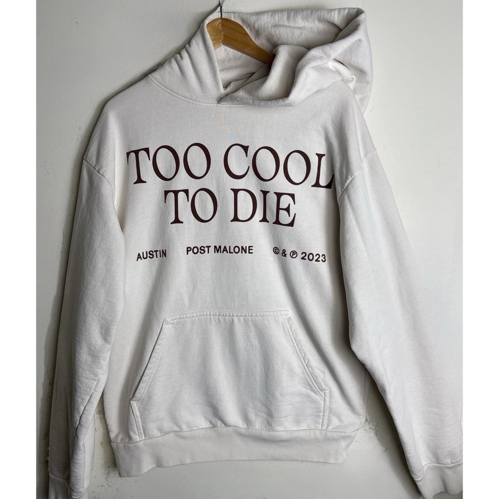 Post Malone Too Cool To Die Concert Hoodie Sweatshirt Mens Large Beige Music